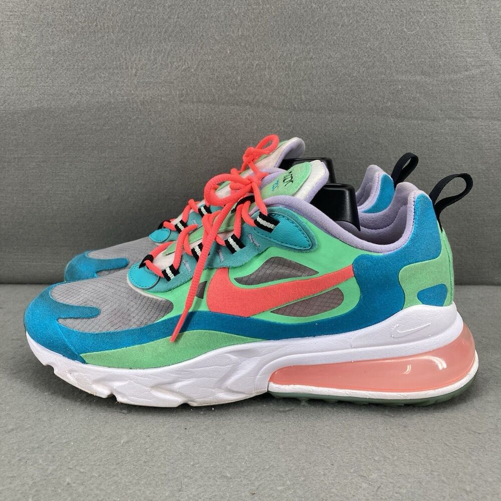 Nike Air Max 270 React Running Shoes Womens 9 White Green Sneakers AT6174-300